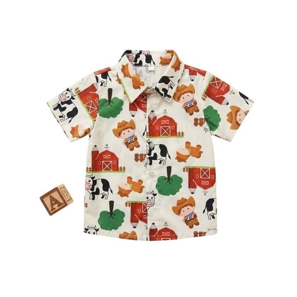 Other - Baby Button Down Farm Print Shirt 12M Collar Casual